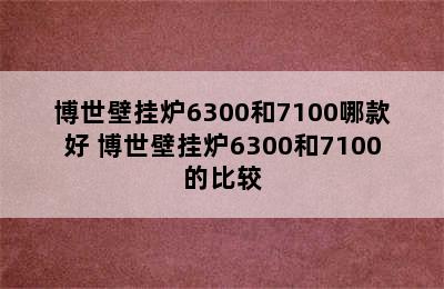 博世壁挂炉6300和7100哪款好 博世壁挂炉6300和7100的比较